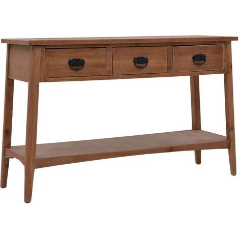 Table console bois de sapin massif 126 x 40 x 77,5 cm Marron - Table Basse - Meuble Rangement - Table Console - Table D'appoint - Table Vintage (1/5)