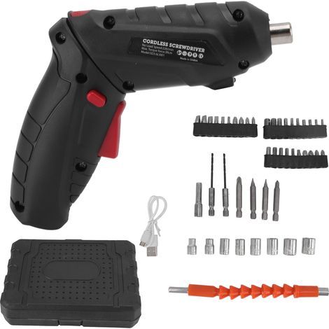 Black electric screwdriver set, mini cordless multi-function screwdriver, USB rechargeable, small electric battery (1/5)