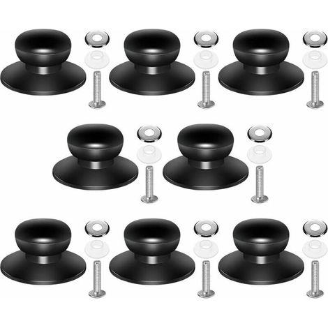 8 Pcs Boutons de Couvercle Casserole Universels en Verre Noir,Poignée de Rechange pour Couvercle Casserole (1/5)
