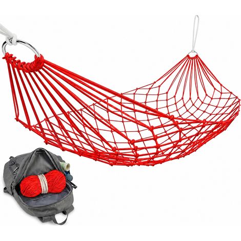1 Pcs Hamac Camping Nylon Rouge 250x80cm Plein Air Portable Résistant Randonnée Détente (1/5)