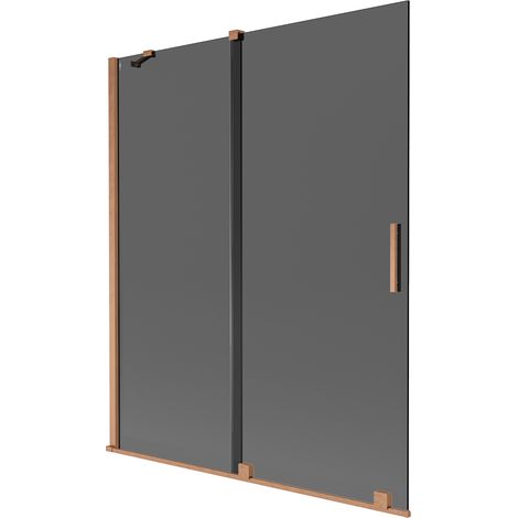 Mexen Velar mampara de bañera de 2 paneles deslizantes 140 x 150 cm, grafito, cobre cepillado - 896-140-000-41-65 (1/2)