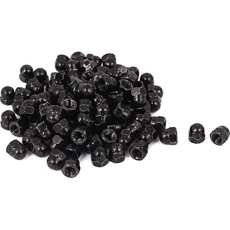 100pcs Écrou Borgne Noir M5 Hexagonal Dôme Clous Carbure Acier