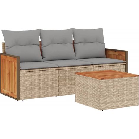 Maison Exclusive - 4-tlg. Garten-Sofagarnitur mit Kissen Beige Po