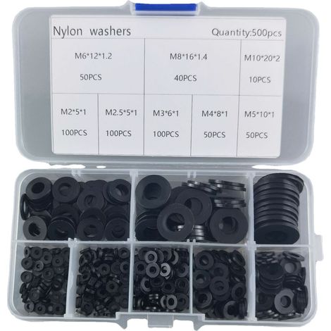Rondella distanziatrice in nylon da 500 pezzi M2 - M10 Rondella distanziatrice in plastica Rondella piatta