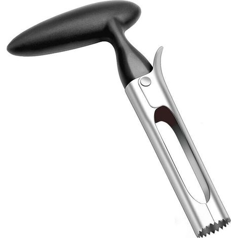 Vide-pomme, arrache-pomme avec manche en ABS et lame dentelée en acier inoxydable, noir (1/5)
