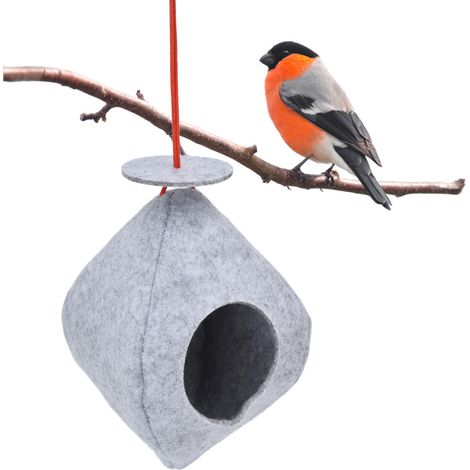 Mangeoire à oiseaux, mangeoire suspendue en feutre pour nid d'oiseau, aimant à oiseaux pour balcon extérieur, mangeoire, accessoires pour animaux, grise (1/5)