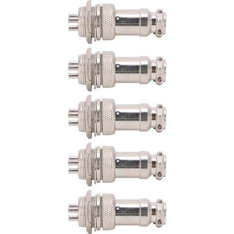 Lot de 5 connecteurs aviation mâles et femelles pour panneaux de câblage, châssis d'alimentation, fixations métalliques GX16 16 mm 450 V 3 broches (1/5)