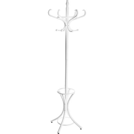 Attaccapanni Appendiabiti a Piantana in Legno 12 Ganci Colore Bianco 51x51x184cm (1/5)