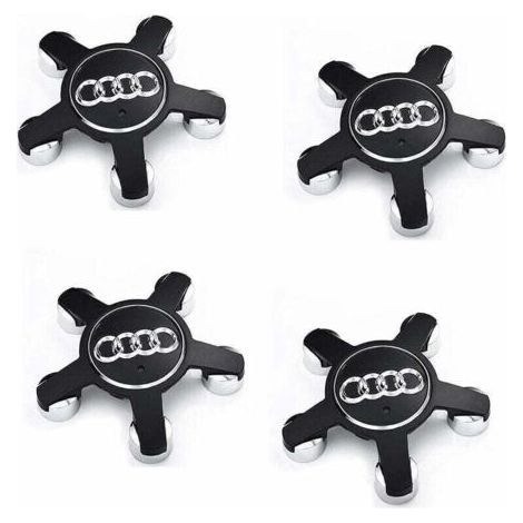 Jeu De 4 Caches-Moyeux 4f0601165 N Roue Emblème, Pour Enjoliveurs De 135 Mm Pour Audi (Noir)