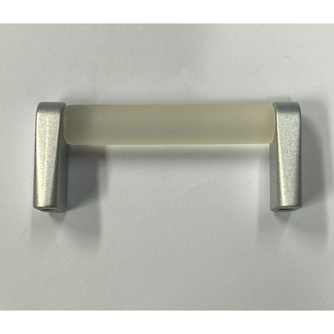CONNEX - MANIGLIA IN VETRO BIANCO CON ANGOLARI NIKELATI 64MM