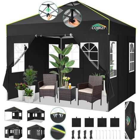 Faltpavillon 3x3m wasserdicht, winterfest, mit 4 Seitenwänden, höhenverstellbar (1/5)