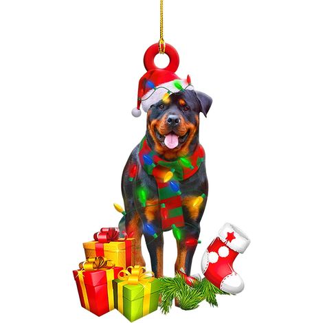 Adorno Navidad Perro - Figura Colgante Madera - Decoración Árbol Navidad - 10 cm (1/5)