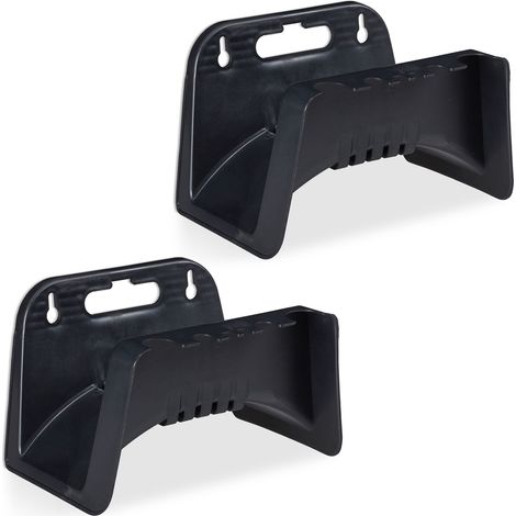 2x Sostegno  Porta Tubo per il Muro, per il Giardino, in Plastica, HxLxP: 14x24x16 cm, Colore Nero (1/5)