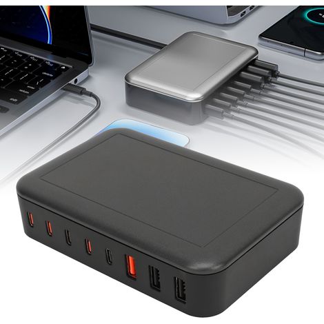 Estación de carga USB de 8 puertos, 235 W, PD65 W, dispositivo de escritorio, GaN compatible con MacBook e iOS (1/5)