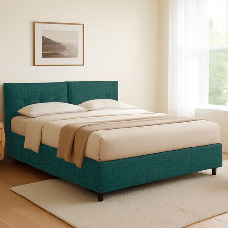 Letto Singolo Exeter, Sfoderabile, Contenitore Made in Italy, Verde Petrolio (1/5)