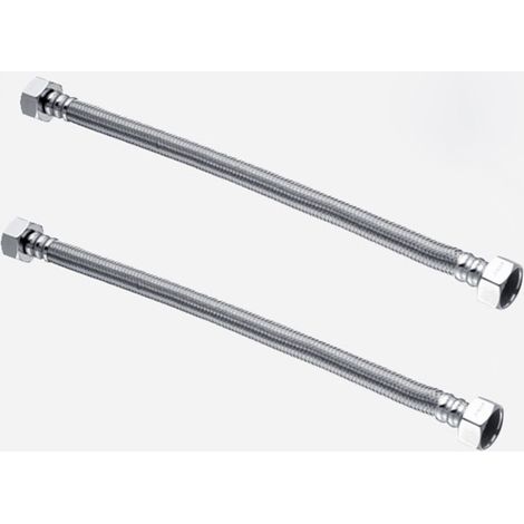 Flexible de douche tressé en acier inoxydable 304, double arrivée d'eau, pour eau chaude et froide, lot de 2 (60 cm).
