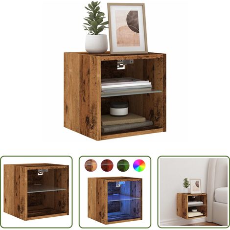 LED-Leuchten - TV-Wandschrank mit LED-Leuchten Altholz-Optik 30x28,5x30 cm (1/5)