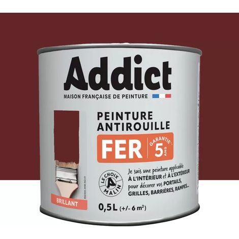 Peinture Fer Antirouille Addict Rouge Basque Brillant 0,5 L (1/2)