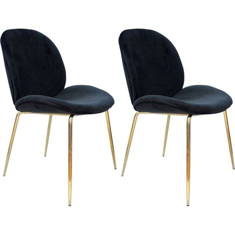 Lot de 2 Chaises Design "Charlize" 90cm Noir & Or (1/4)