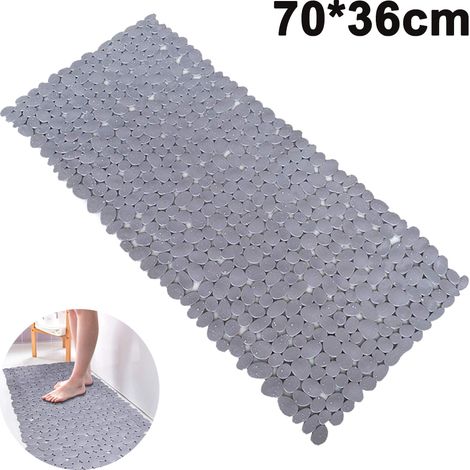Tapis de baignoire en galets antidérapant avec ventouses et trous d'évacuation pour baignoire de salle de bain 70 x 36 cm (1/5)