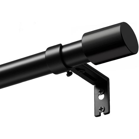 Tringle Rideau Extensible 90-240 cm Noir Mat, Ø 25 mm Barre Rideau en Métal Fixation Murale avec Embouts & Supports, Stable Réglable Facile à Installer (1/5)
