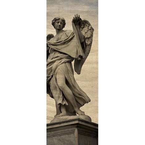 Papier peint panoramique statue grecque effet jute | Tapisserie panoramique antique beige & gris | Papier peint panoramique idéal salon & couloir - 280 x 100 cm (1 pièce) (1/2)