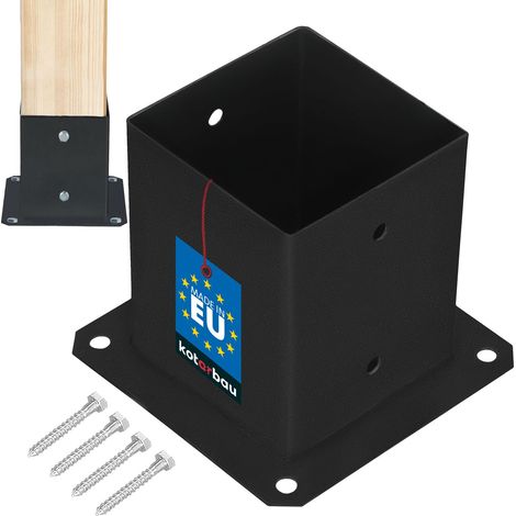 KOTARBAU® Support Poteau Bois - Acier Revêtu par Poudre - 120 x 120 mm - Noir - Pied de Poteau - Fixation Robuste - Résistant à la Corrosion (1/5)
