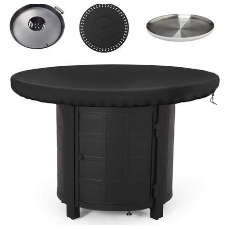 Runde Feuerschalenabdeckung, Schutzhülle für Feuerplatte, wasserdicht und staubdicht, 420D Oxford-Gewebe, UV-beständig, Grill-Schutzhülle (80cm) (1/5)