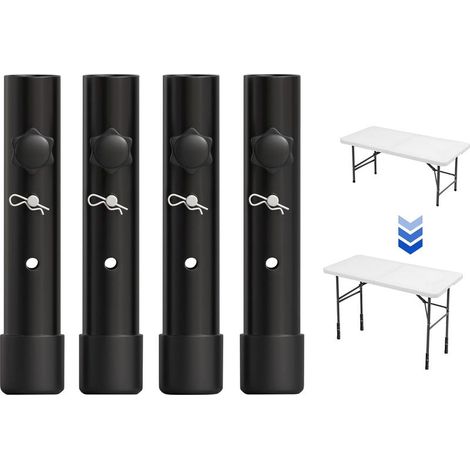 Set mit 4 Tischbeinverlängerungen für Klapptische, für gebogene und gerade Beine, verstellbare Klapptischbeinerhöhungen, für eine Höhe von (19,8 cm) (1/5)