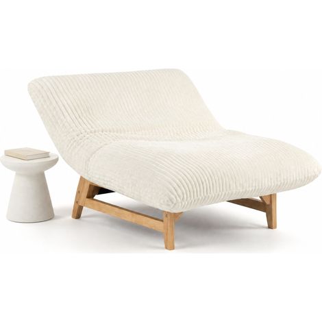 Weißer armlehnenloser Sessel aus Cord mit Rückenlehne MODENUIT (1/5)