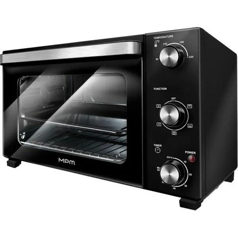 MPM MPE-16/T, Horno eléctrico de sobremesa compacto con control de temperatura y temporizador de 60 min, Negro