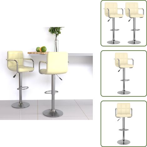 Tabourets de bar lot de 2 crème similicuir - Tabouret De Bar - Chaise De Comptoir - Tabourets De Bar - Meubles De Cuisine - Décoration Intérieure - Tabouret De Bar - Tabourets De Bar - Chaise De Compt (1/5)