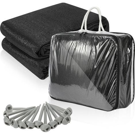 Randaco Zeltteppich 200x200 cm HDPE Schwarz UV-stabil Atmungsaktiv mit 13 Heringe für Zelt & Caravan & Picknick