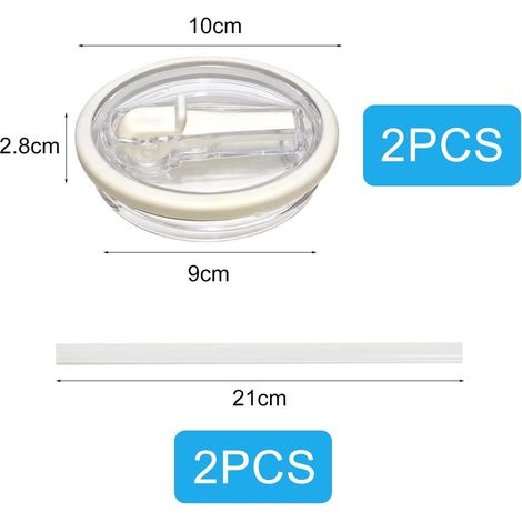 Set di accessori per tazze, 2 pezzi, coperchio a tenuta stagna con cannuccia, compatibile con tazze Stanley, coperchio con cannuccia, accessorio pratico adatto per la tazza Stanley (bianco) - 40 oz -  (1/5)