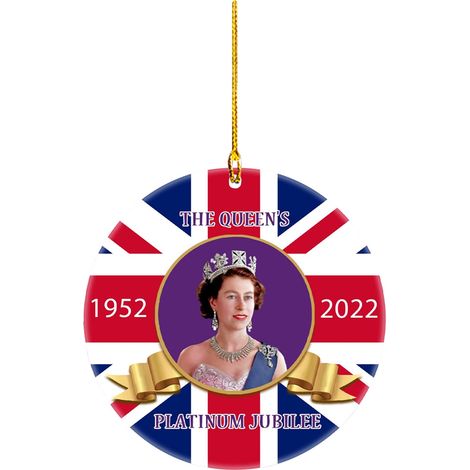 Weihnachtsschmuck aus Acryl – Gedenk-Hängeornament für Königin Elizabeth II. – Doppelseitig – Wand- oder Baumdekoration – 7,9 x 7,9 cm – Mehrfarbig (1/5)