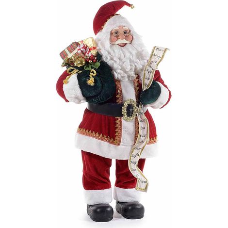 Babbo Natale Decorativo per Vetrine e Negozi Statuina di Babbo Natale con Abito e Finta Pelliccia Altezza 83 Centimetri Idea Regalo Natale
