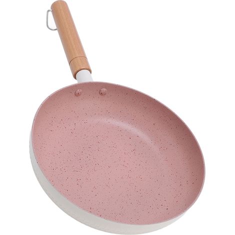 Poêle à frire en aluminium antiadhésif de 20 cm (7,9 pouces) pour frire et griller, avec manche en bois, idéale pour le camping et la cuisine en plein air. (1/5)