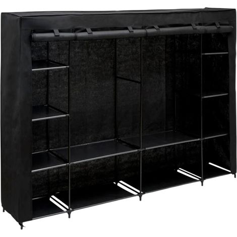 Penderie Double 8 Étagères "Dressy" 230cm Noir (1/3)