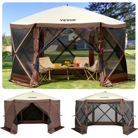VEVOR Tente deabri de camping pop-up, 3,05 m x 3,05 m, pare-soleil a 6 cotes fenetres en maille, sac de transport portable, piquets de sol, grandes tentes deombrage pour en plein air, pelouse, jardin (1/5)