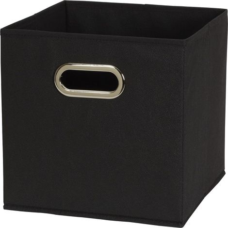 Set di 2 contenitori portaoggetti pieghevoli in tessuto Household Essentials 80-1  Cubi con scomparti e maniglie  Nero