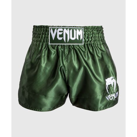 Pantalones cortos Venum Muay Thai clásicos color caqui/blanco, talla M