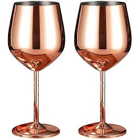 Verres à vin, lot de 2 verres à cocktail de 500 ml en acier inoxydable cuivré, verres à gin métalliques incassables (1/5)