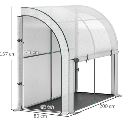 Serre de jardin avec porte enroulable, tunnel de culture hivernal en acier et film résistant, abri pour balcon ou potager, serre à légumes avec protection anti-UV 200x80x157cm, idéale pour tomates, fl (1/5)