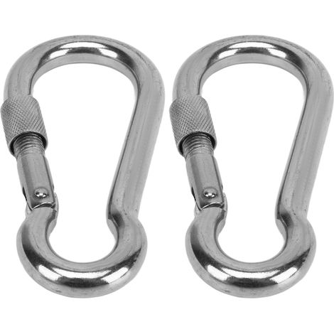 Zwei Edelstahl-Verschlussclips für Outdoor-Camping, geeignet für Wanderhängematten, Hundeleinen und Babygeschirre, 0,39 Zoll. (1/4)