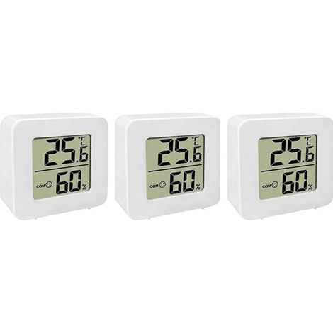 Lot de trois thermomètres intérieur mini numériques avec hygromètre affichage LCD pour maison et bureau (1/5)