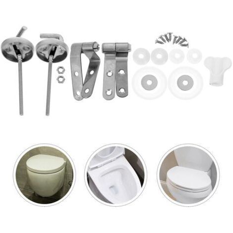 Kit de remplacement de siège de toilette, kit de fixation de charnière de siège de toilette en acier inoxydable pour hôtels et maisons d'hôtes, installation facile par vissage. (1/4)