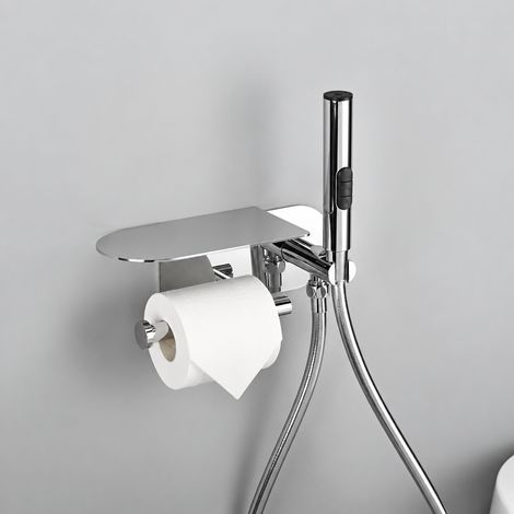 Kit douchette WC bidet encastrée avec porte-papier couleur chrome 42 × 24,5 × 15,5 cm 2,7 kg – Livraison gratuite