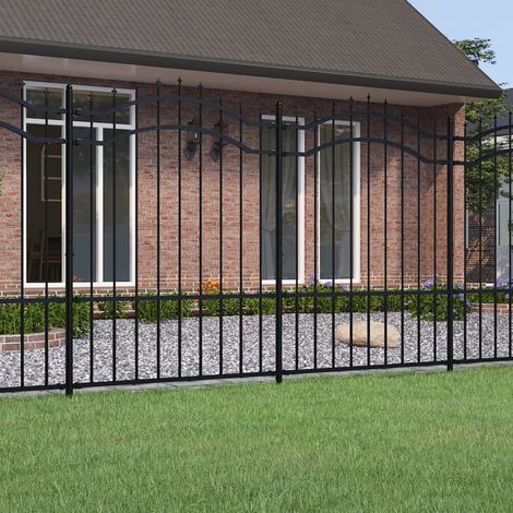 vidaXL Recinzione da giardino con punta a lancia nera 239x150 cm in acciaio verniciato a polvere