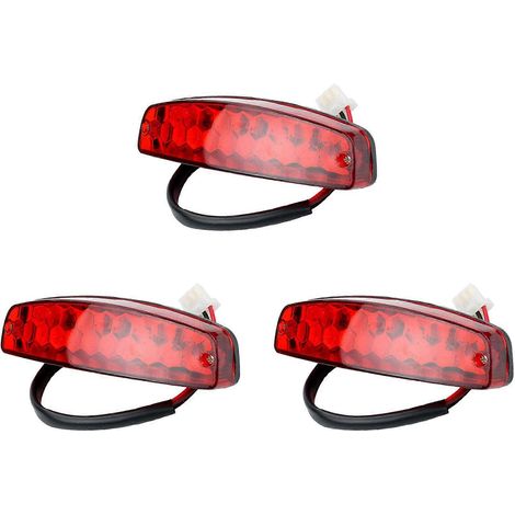 Lot de 3 feux stop rouges 12 V à 3 fils pour quad, moto tout-terrain et voiture. Accessoires de signalisation. (1/5)