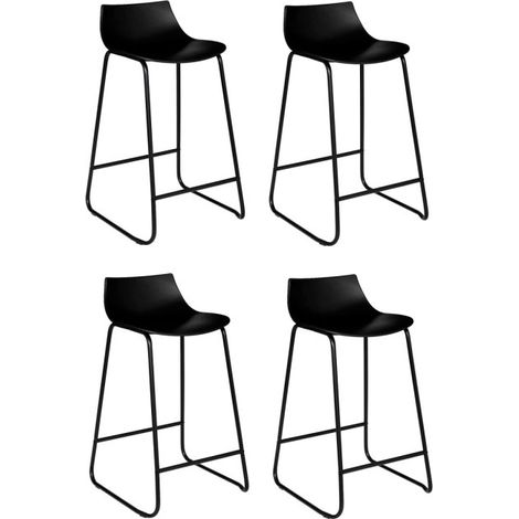 Atmosphera – Lot de 4 tabourets de bar 82cm noir – Assise confortable en polypropylène – Repose-pieds intégré – Montage facile (1/5)